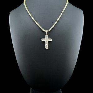 14k Gold Baguette Diamond Cross Pendant